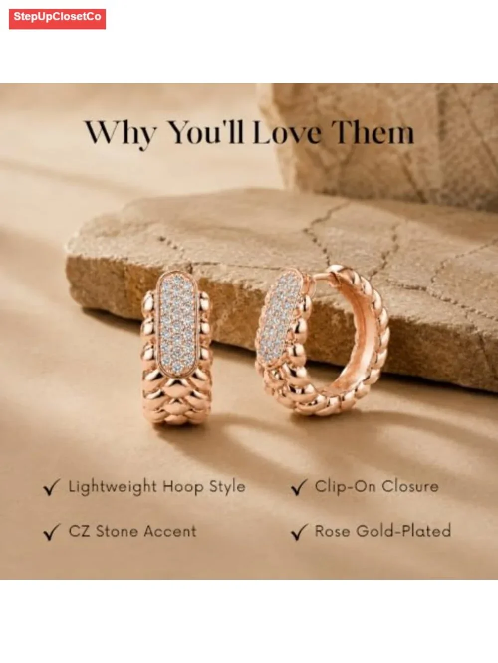 Huggie Hoop Earrings for Women - Cubic Zirconia Sparkle, Hinged Clasp,